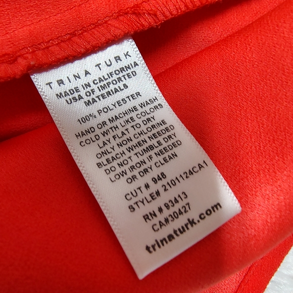 Trina Turk Ruffled Neckline Top Watermelon Color Women's Medium - Current Style - Picture 5 of 10